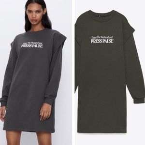 ZARA NWT WOMEN’S ENTER THE WEEKEND AND PRESS PAUSE DRESS SMALL GRAY